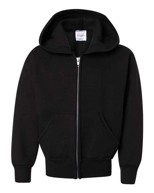 Hanes P480 Youth EcoSmart® Full-Zip Hooded Sweatshirt - Black