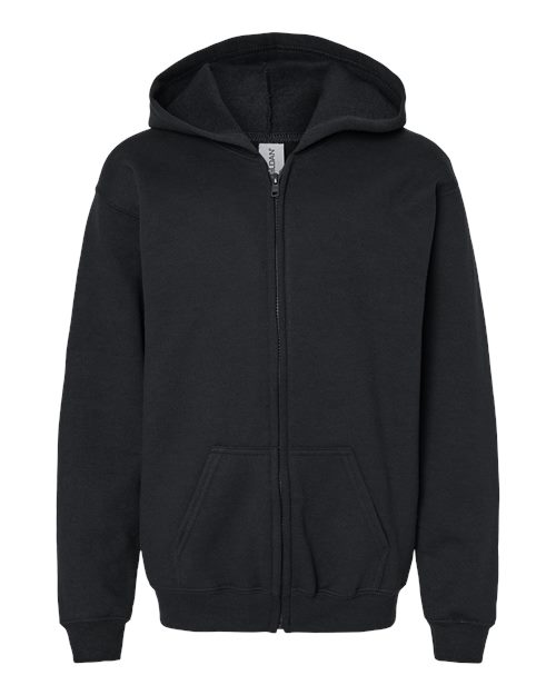 Gildan 18600B Youth Heavy Blend™ Full-Zip Hooded Sweatshirt - Black