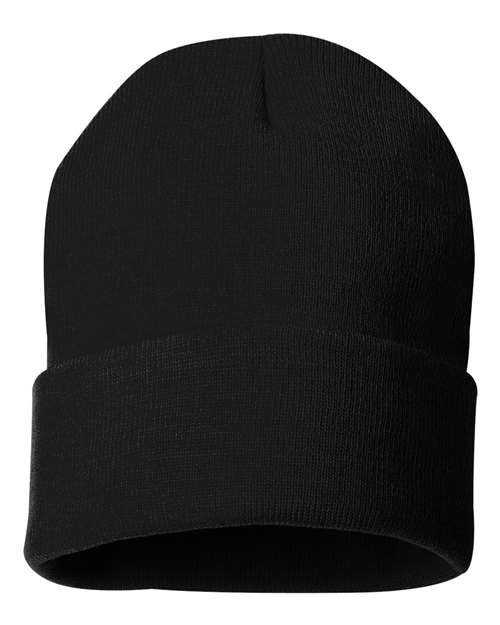 Sportsman SP12 12" Solid Cuffed Beanie - Black