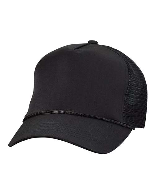 Valucap 8804H Five-Panel Trucker Cap - Black
