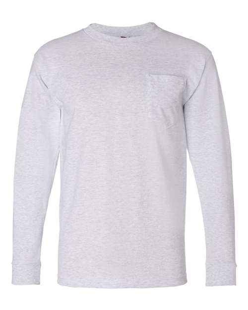 Bayside 8100 Unisex USA-Made Long Sleeve Pocket T-Shirt - Ash