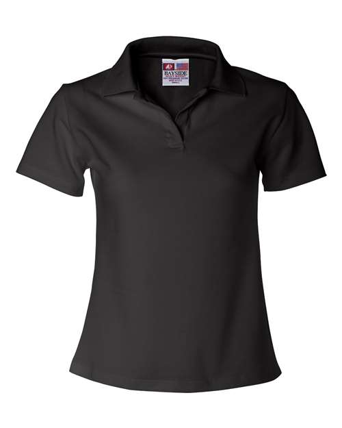 Bayside 1050 Women's USA-Made V-Neck Polo - Black