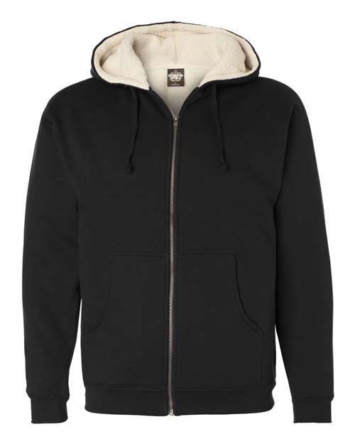 Independent Trading Co. EXP40SHZ Men's Sherpa-Lined Full-Zip Hooded Sweatshirt - Black/ Natural