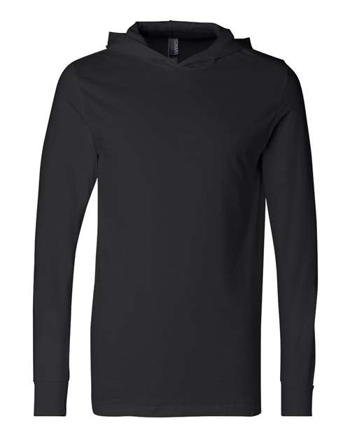 BELLA + CANVAS 3512 Unisex Jersey Hooded Long Sleeve Tee - Black