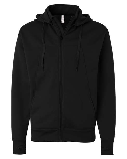 Independent Trading Co. EXP80PTZ Unisex Poly-Tech Full-Zip Hooded Sweatshirt - Black
