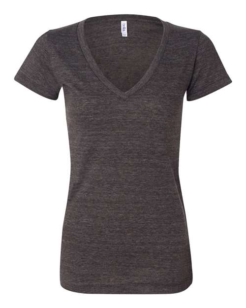 BELLA + CANVAS 8435 Women’s Triblend Deep V-Neck Tee - Charcoal Black Triblend