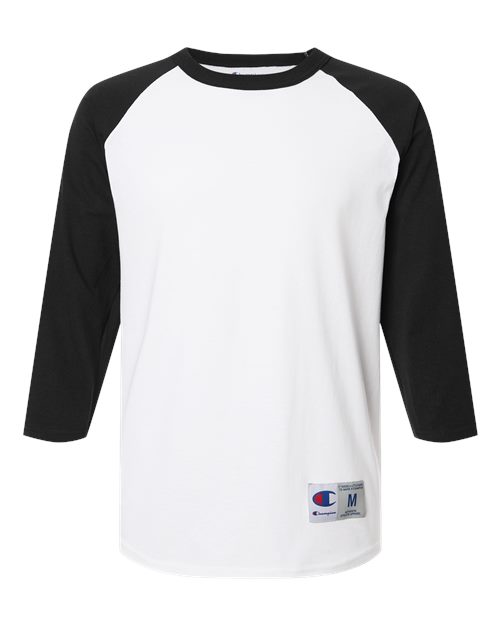 Champion T137 Unisex Raglan Baseball T-Shirt - White/ Black