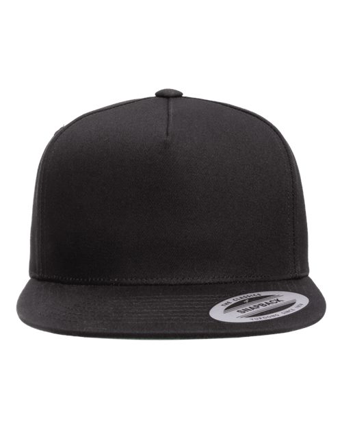 YP Classics 6007 Five-Panel Cotton Twill Snapback Cap - Black