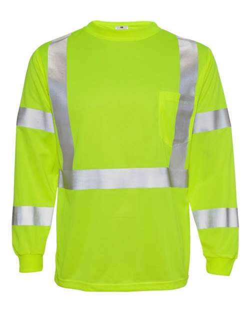 Kishigo 9145-9146 Unisex Long Sleeve Class 3 T-Shirt - Lime