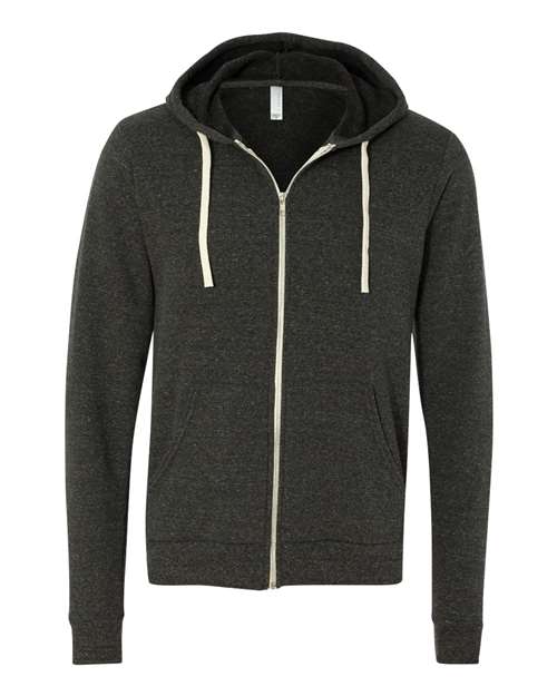 BELLA + CANVAS 3909 Unisex Triblend Sponge Fleece Full-Zip Hoodie Sweatshirt - Charcoal Black Triblend