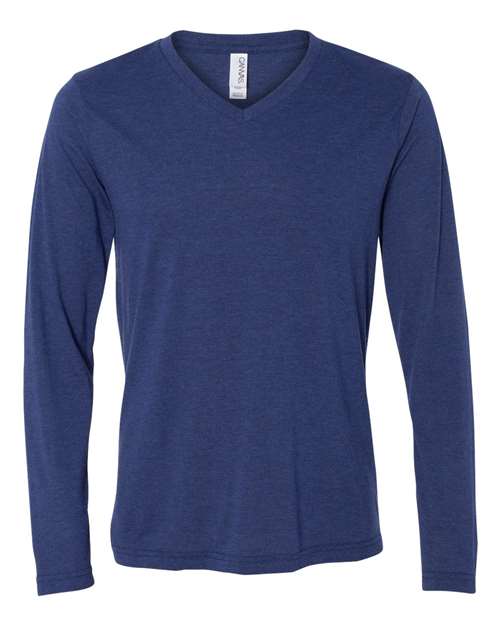 BELLA + CANVAS 3425 Unisex Long Sleeve V-Neck Tee - Navy Triblend