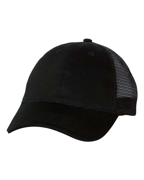 Valucap S102 Sandwich Trucker Cap - Black/ Black