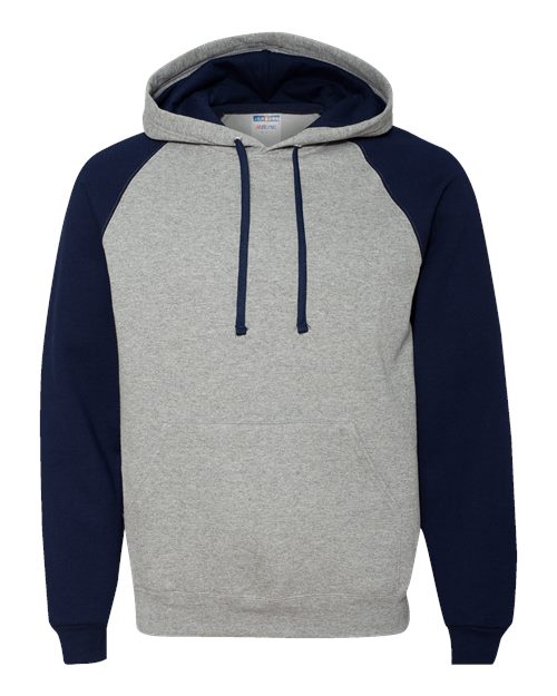 JERZEES 96CR Unisex Nublend® Colorblocked Raglan Hooded Sweatshirt - Oxford/ J. Navy