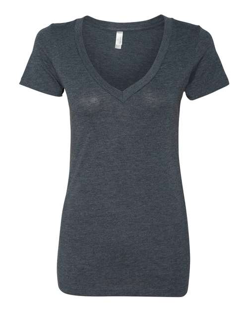 Next Level 6740 Women’s Triblend Deep V-Neck Tee - Vintage Navy