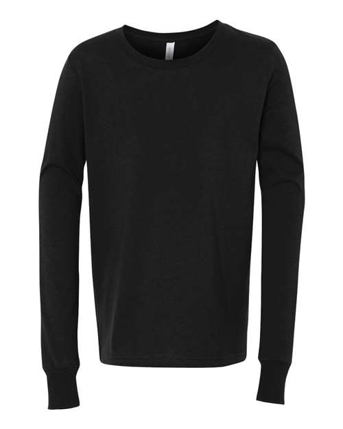BELLA + CANVAS 3501Y Youth Jersey Long Sleeve Tee - Black