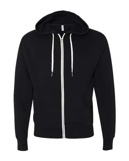 Independent Trading Co. PRM90HTZ Unisex Heathered French Terry Full-Zip Hooded Sweatshirt - Black