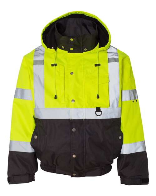 Kishigo JS130-132 Unisex Ripstop Bomber Jacket - Lime/ Black