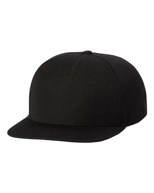 YP Classics 5089M Premium Five-Panel Snapback Cap - Black