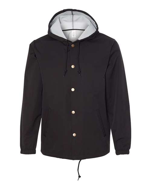 Independent Trading Co. EXP95NB Men's Water-Resistant Hooded Windbreaker - Black