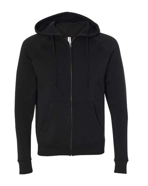 Independent Trading Co. PRM33SBZ Unisex Special Blend Raglan Full-Zip Hooded Sweatshirt - Black