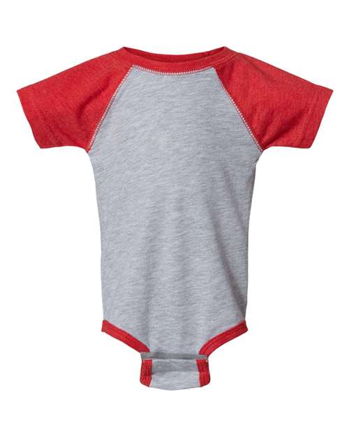 Rabbit Skins 4430 Infant Baseball Fine Jersey Bodysuit - Vintage Heather/ Vintage Red