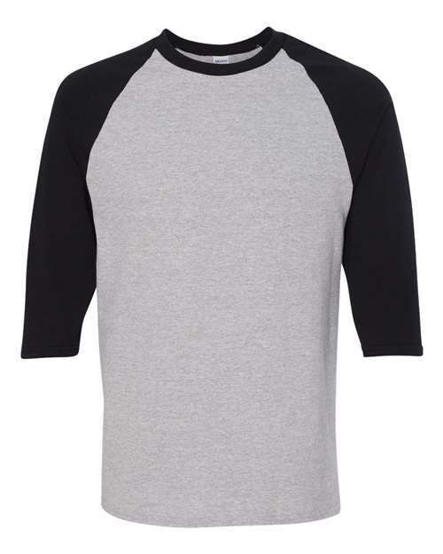 Gildan 5700 Unisex Heavy Cotton™ Raglan Three-Quarter Sleeve T-Shirt - Sport Grey/ Black