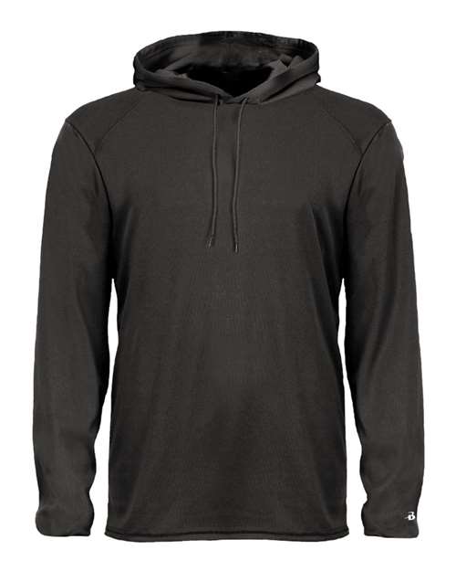 Badger 4105 Unisex B-Core Hooded Long Sleeve T-Shirt - Black