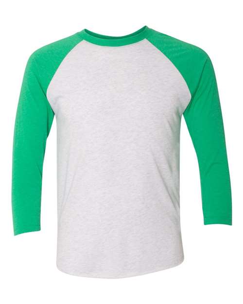 Next Level 6051 Unisex Triblend Three-Quarter Raglan Tee - Envy Sleeves/ Heather White Body