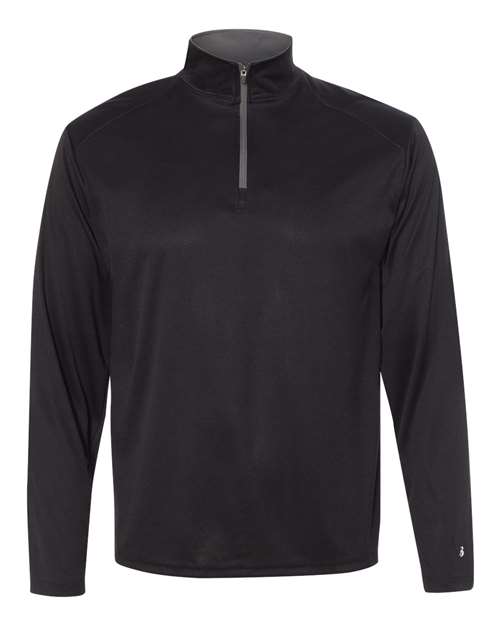 Badger 4102 Men's B-Core Quarter-Zip Pullover - Black/ Graphite