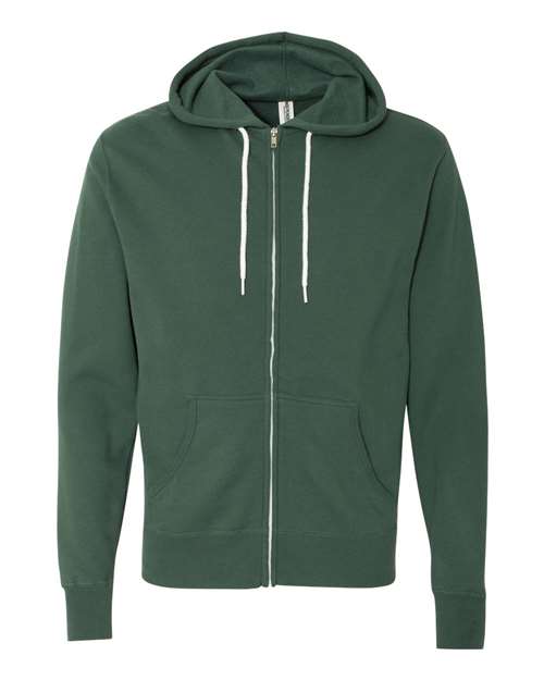 Independent Trading Co. AFX90UNZ Unisex Lightweight Full-Zip Hooded Sweatshirt - Alpine Green