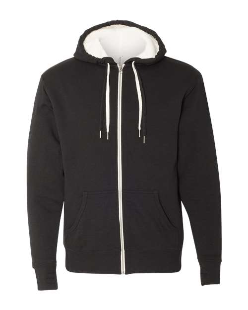 Independent Trading Co. EXP90SHZ Unisex Sherpa-Lined Hooded Sweatshirt - Black