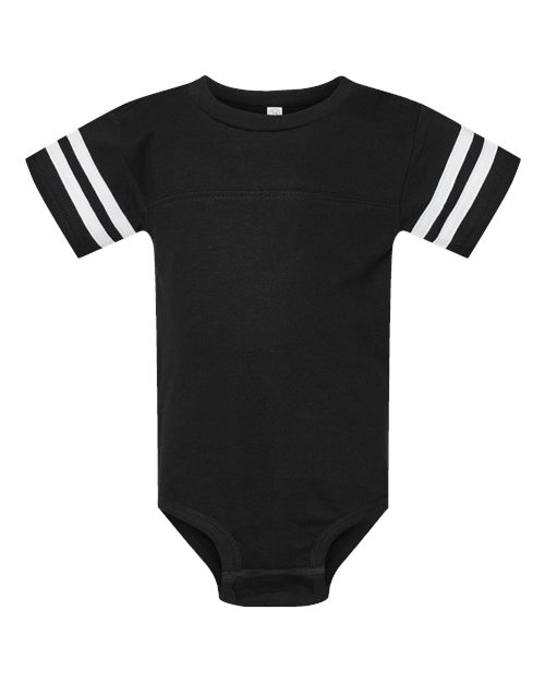 Rabbit Skins 4437 Infant Football Fine Jersey Bodysuit - Black Solid/ White
