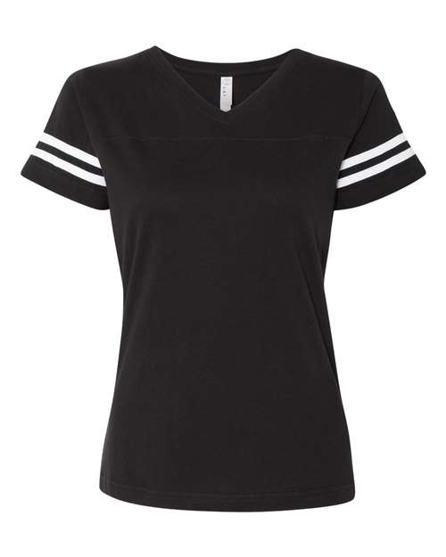 LAT 3537 Women's Football V-Neck Fine Jersey Tee
