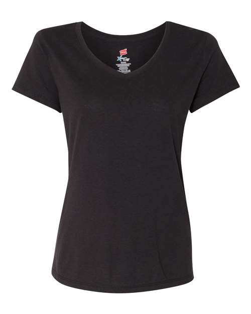 Hanes 42VT Women's Perfect-T Triblend V-Neck T-Shirt - Black Triblend