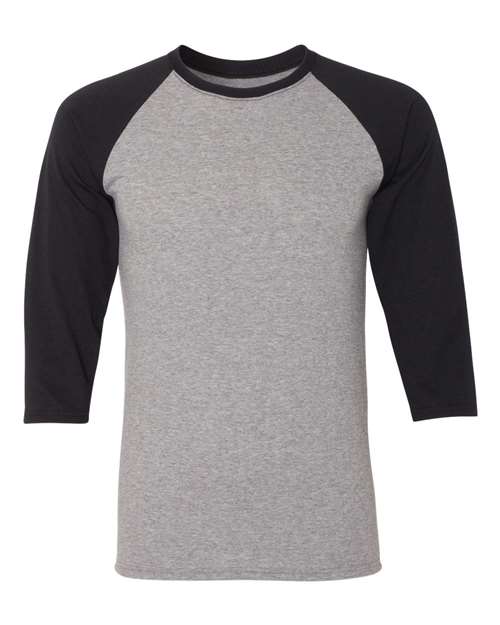 JERZEES 601RR Unisex Triblend Three-Quarter Raglan Baseball T-Shirt - Oxford/ Black