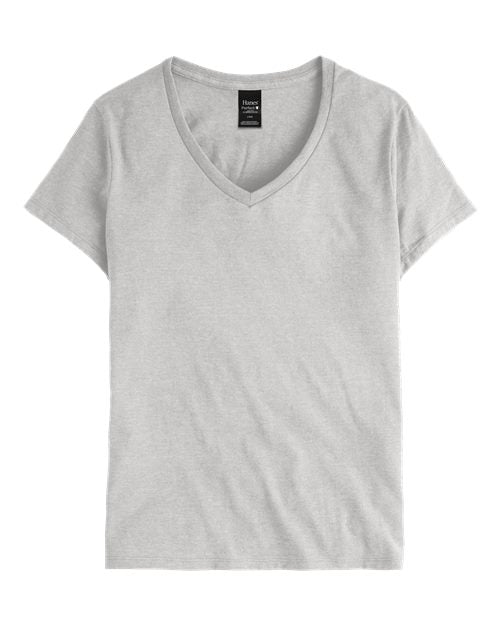 Hanes S04V Women's Perfect-T V-Neck T-Shirt - Ash