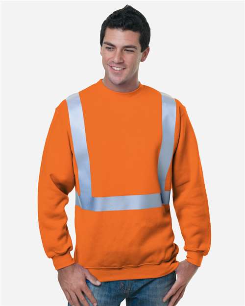 Bayside 3792 Men's USA-Made Hi-Visibility Crewneck Sweatshirt - Bright Orange