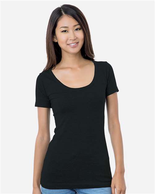 Bayside 3405 Women's USA-Made Scoop Neck T-Shirt - Black