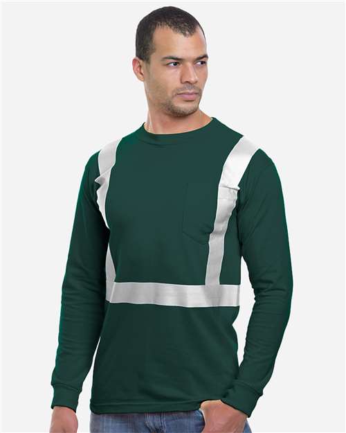 Bayside 3781 Unisex USA-Made High Visibility Long Sleeve Pocket T-Shirt