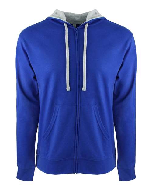 Next Level 9601 Unisex Laguna Full-Zip Hoodie Sweatshirt - Royal/ Heather Grey