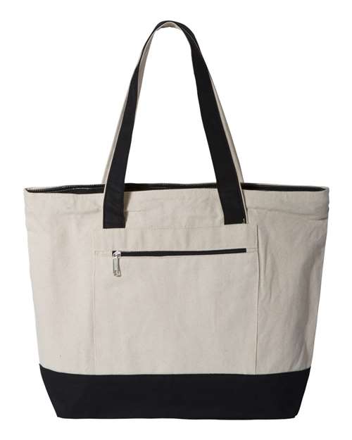 Q-Tees Q1300 19L Zippered Tote - Natural/ Black