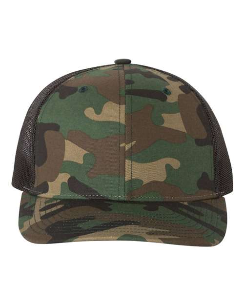Richardson 112P Printed Trucker Cap - Army Camo/ Black