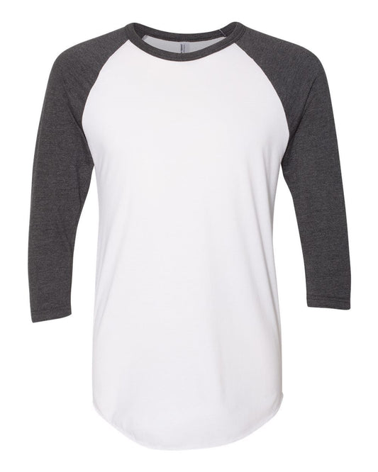 American Apparel BB453US Unisex USA-Made 50/50 Poly/Cotton Raglan Three-Quarter Sleeve Tee