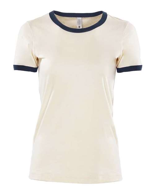 Next Level 3904 Women's Ringer Tee - Natural/ Midnight Navy