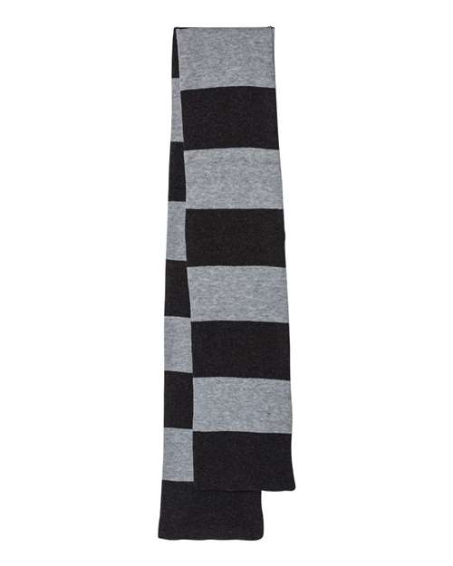 Sportsman SP02 Rugby-Striped Knit Scarf - Heather Black/ Heather Grey