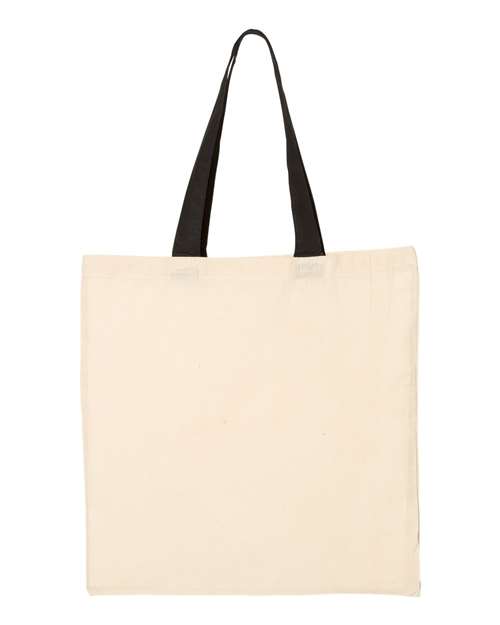 Q-Tees QTB6000 Economical Tote with Contrast-Color Handles - Natural/ Black