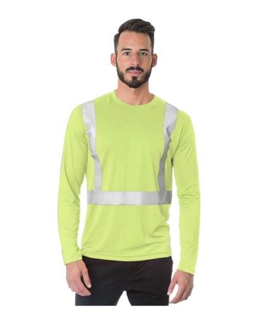Bayside 3742 Men's USA-Made Hi-Visibility Long Sleeve Performance T-Shirt - Lime Green