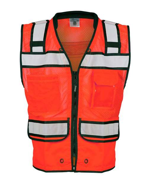 Kishigo S5004-5005 Unisex High-Performance Surveyors Vest - Fluorescent Red (S5704)