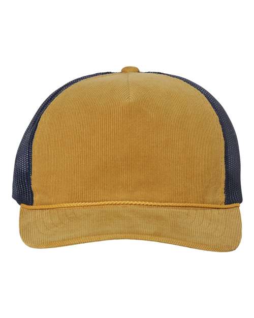 Richardson 930 Troutdale Corduroy Trucker Cap - Amber Gold/ Navy