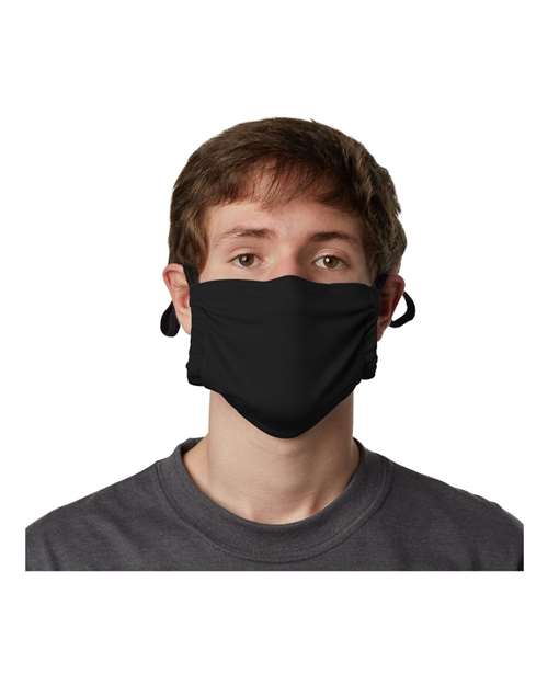 Hanes MKPKCR 2-Ply Cotton Pocket Face Mask - Black